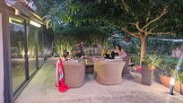 Shaded seating area
