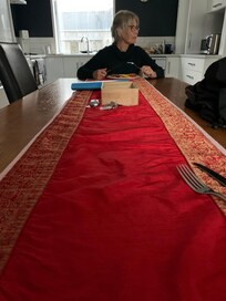 Best next thing to the red carpet……the red tablecloth.