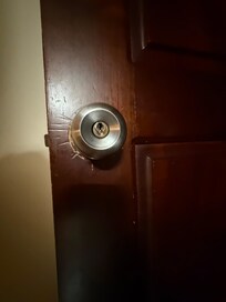 Outside of push button lock looked busted