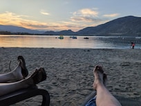 Us enjoying our first night on the beach.