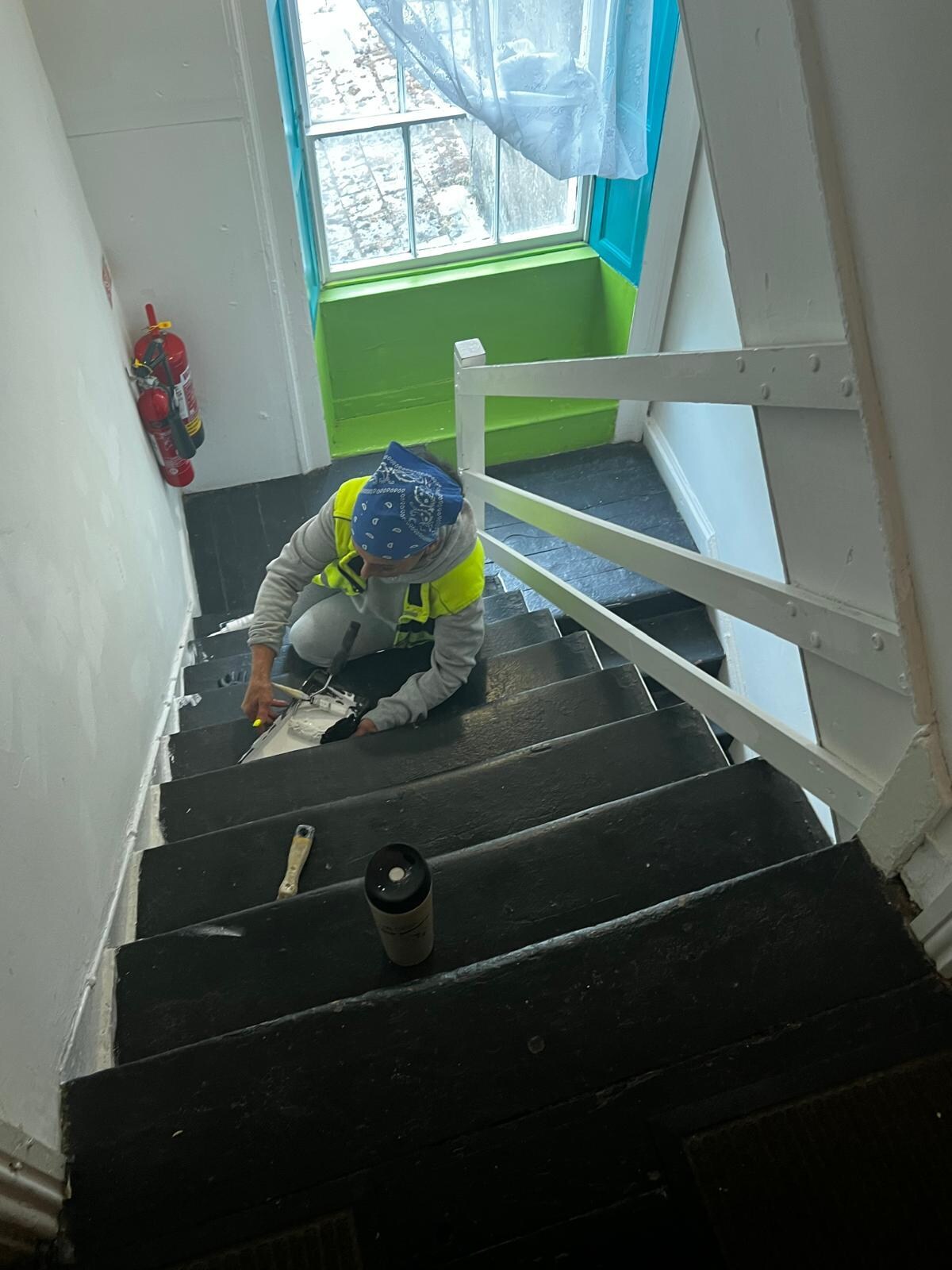 All stairs being painted