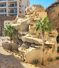 Built into the rocky landscape