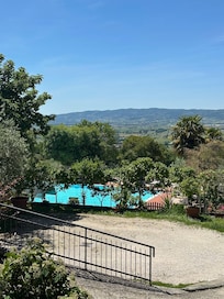 Overlooking the pool