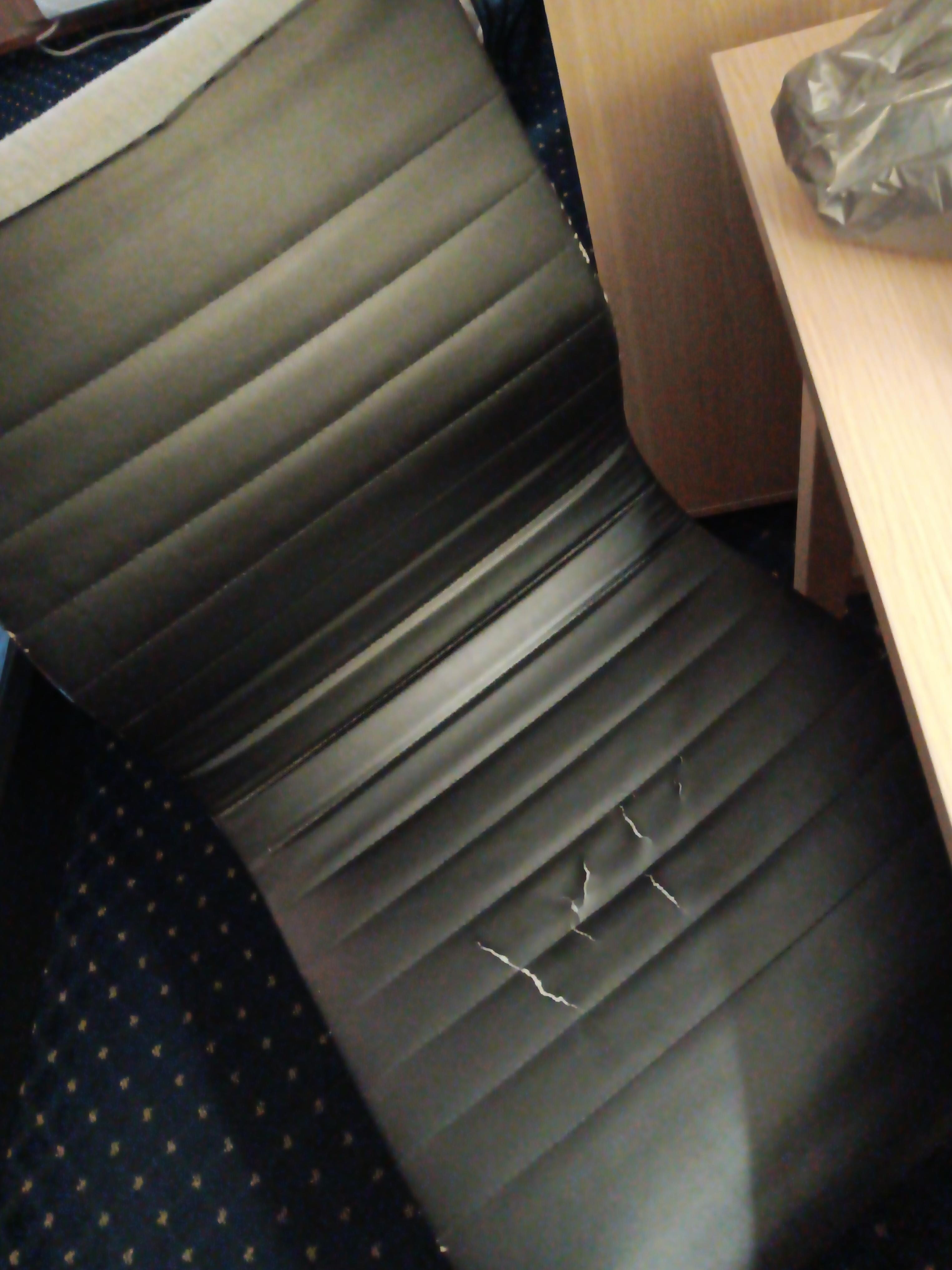 Desk chair seat along with  some of the top of back nasty.