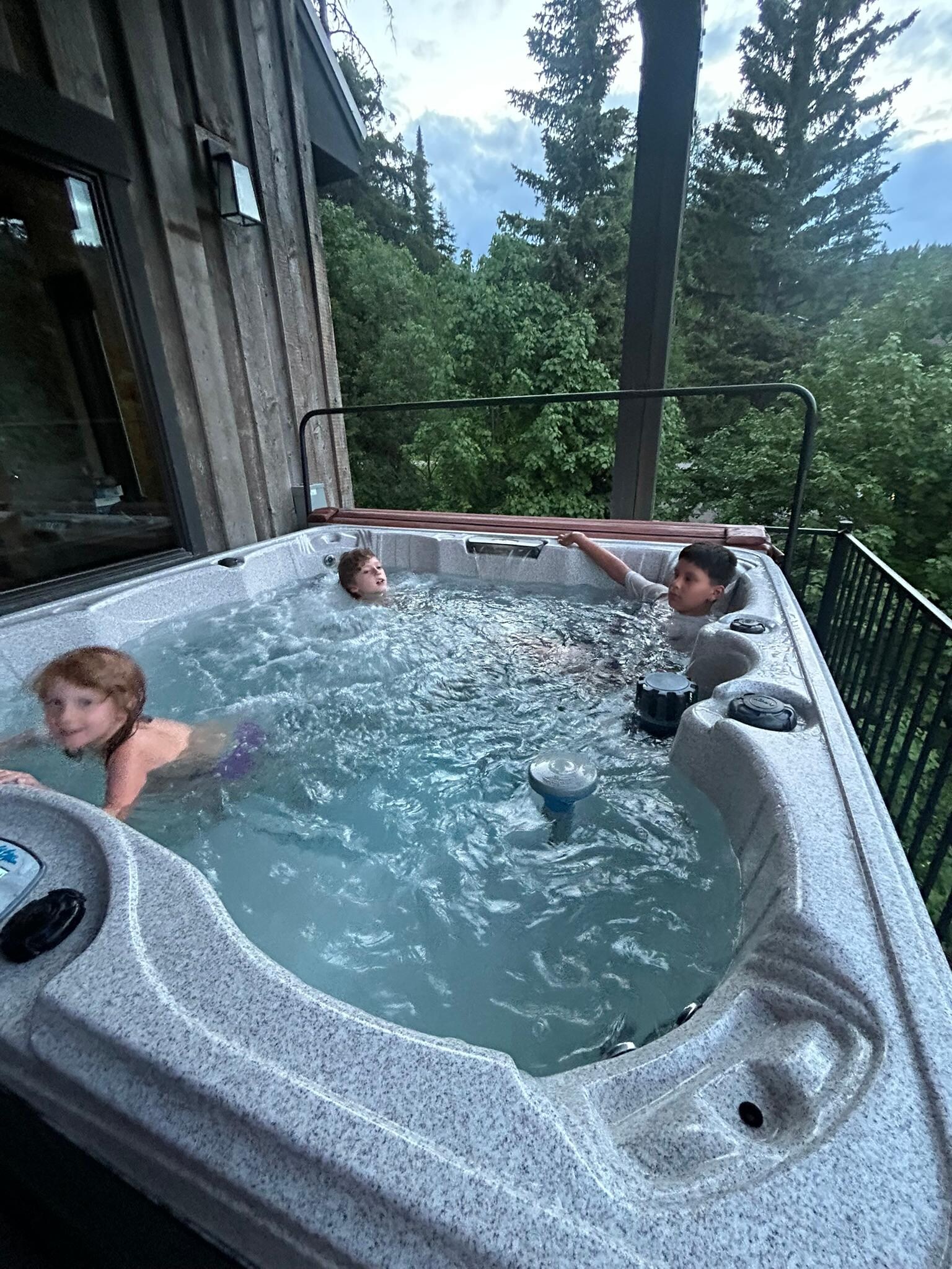 The little ones loved the hot tub.
