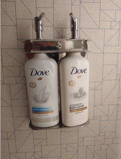 Toiletries by the bathroom sink.