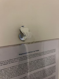 Someone (a previous guest) apparently plugged the eyehole with toilet paper!