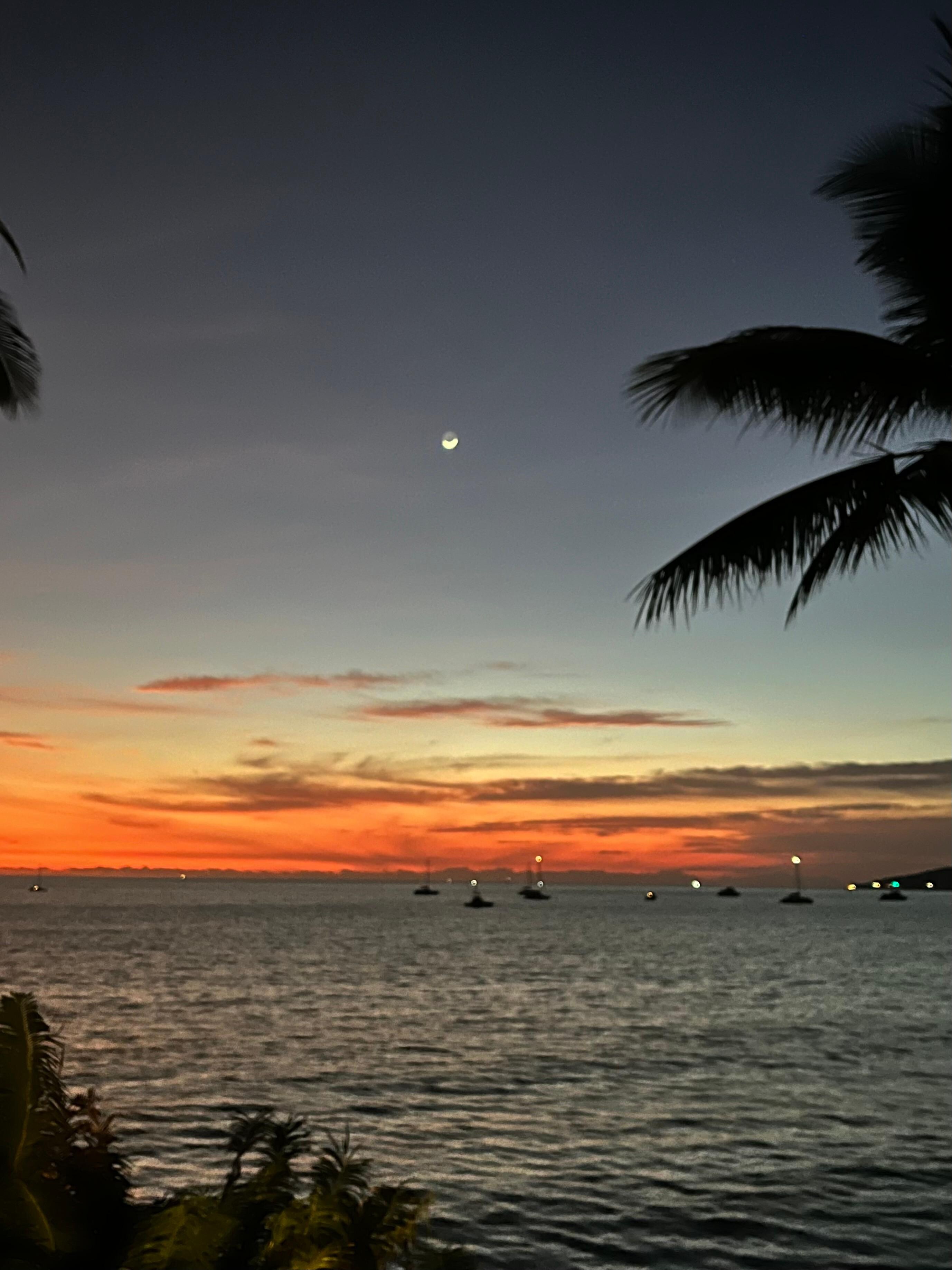 Crescent moon on our last night was amazing! 