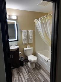 One of the bathrooms.. both look the same, aside from the one by the living area had bad rust stains.