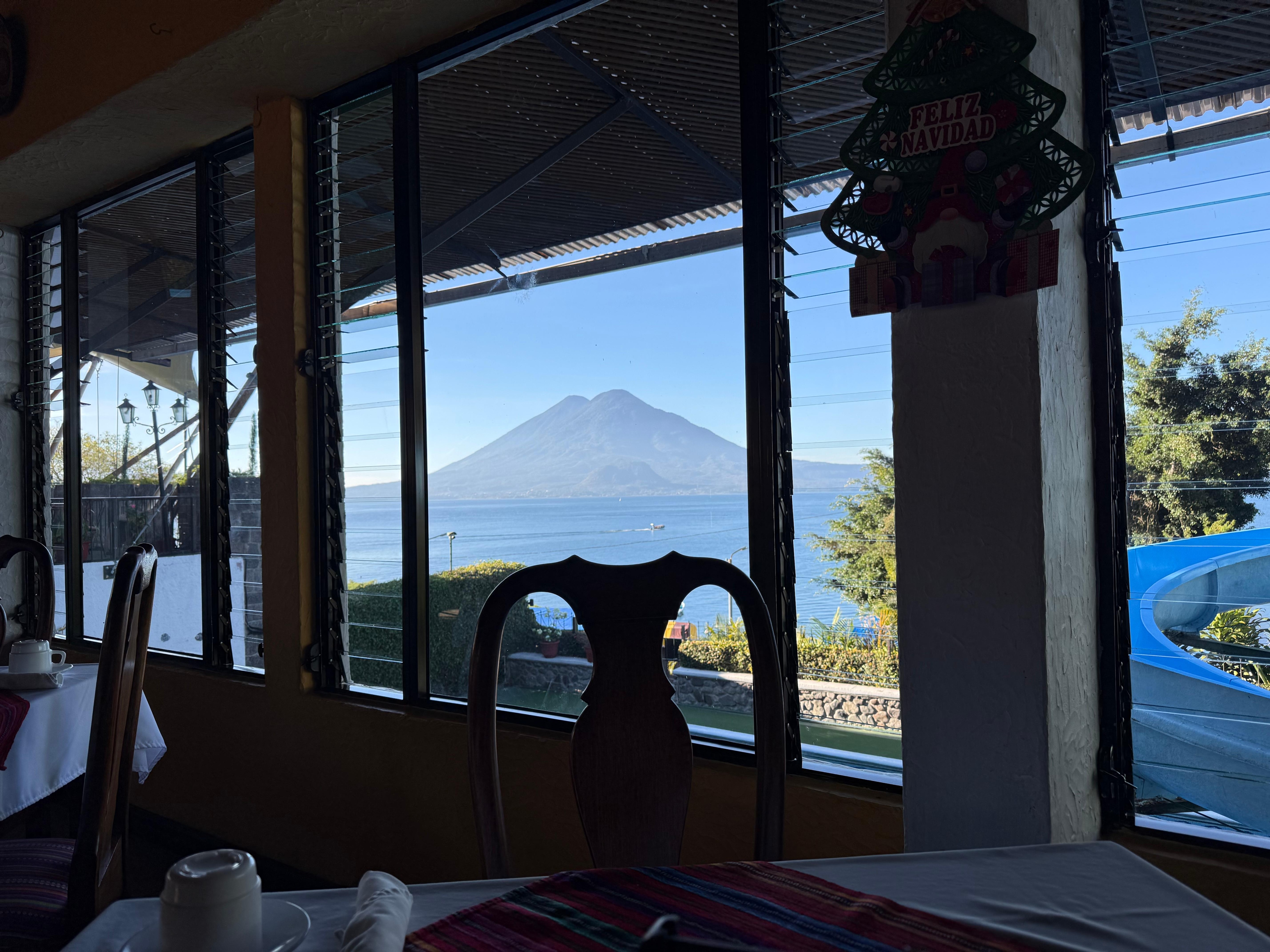 View of volcano from breakfast area