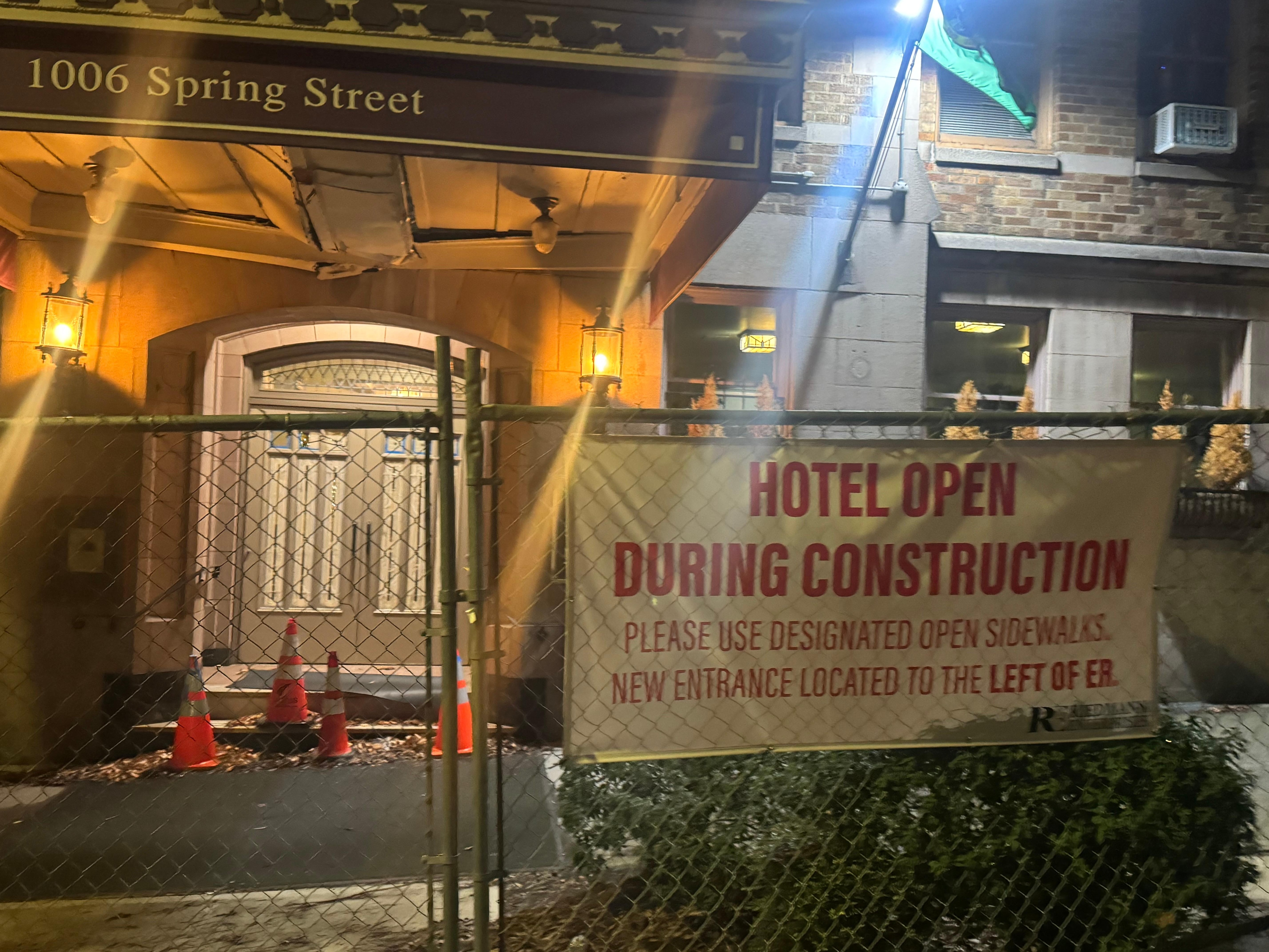 The one actual sign from the Inn that’s on the fence in front of the entrance.