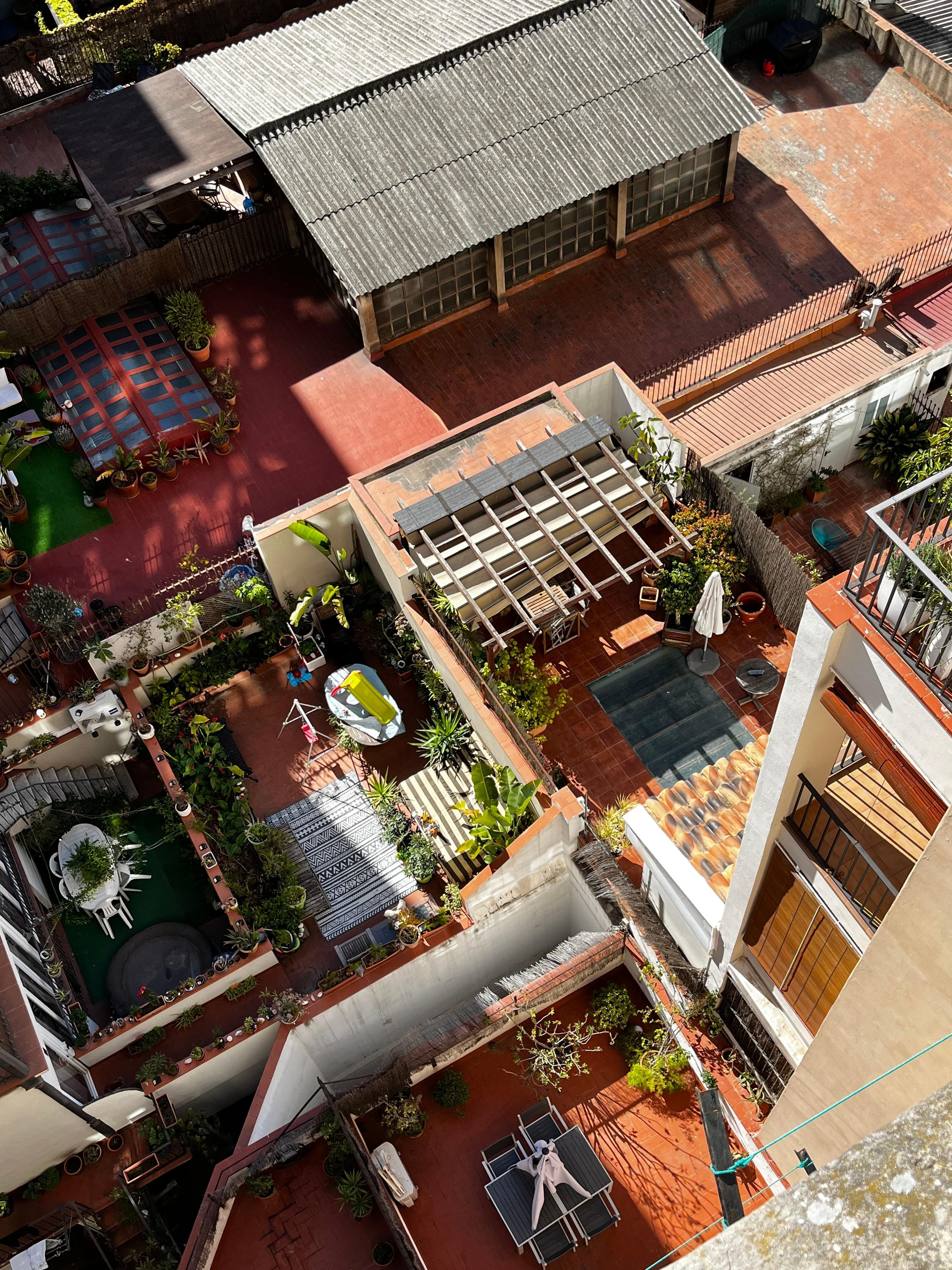Looking down at courtyard