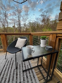 You can't beat the comfortable chairs and a beautiful setting for morning coffee.