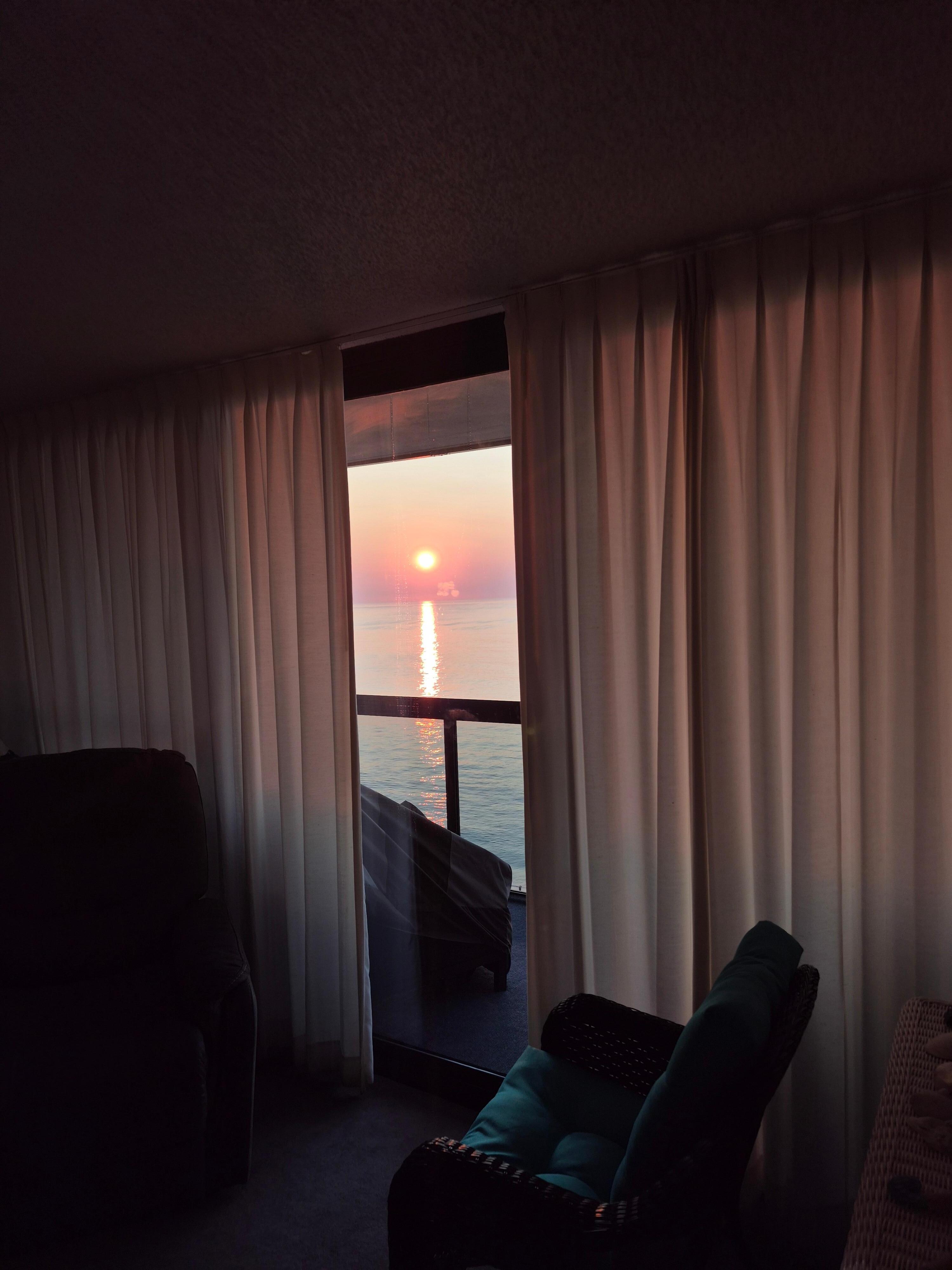 Morning sunrise view from the living room area