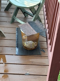 Old beer cans left on porch