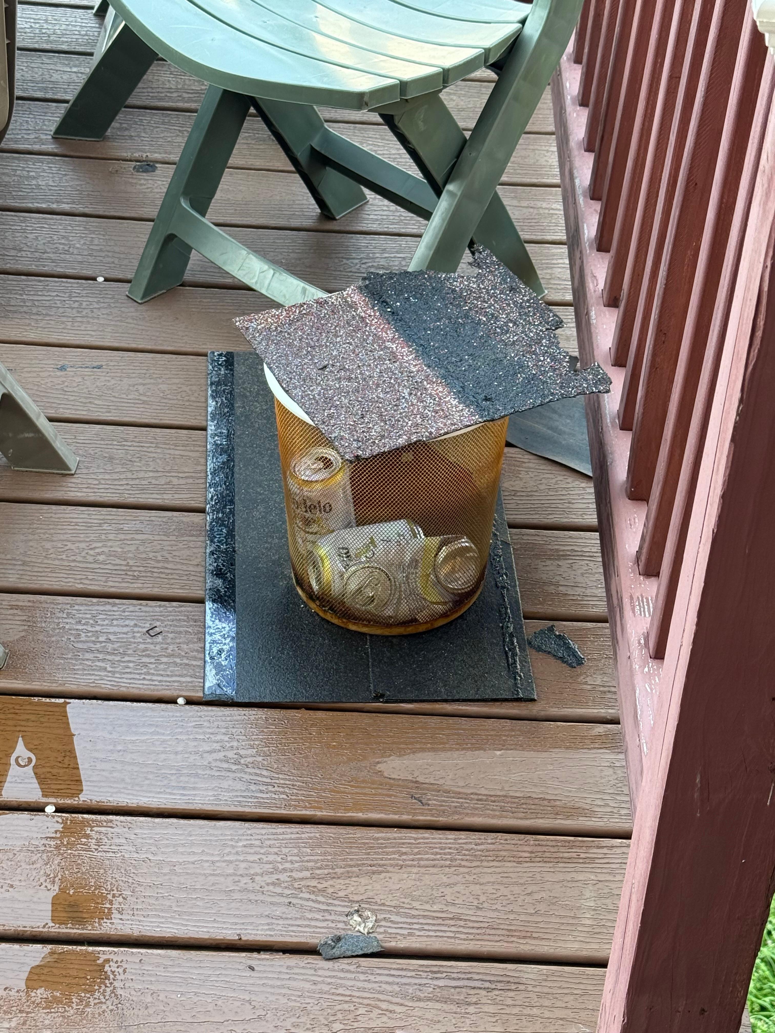 Old beer cans left on porch