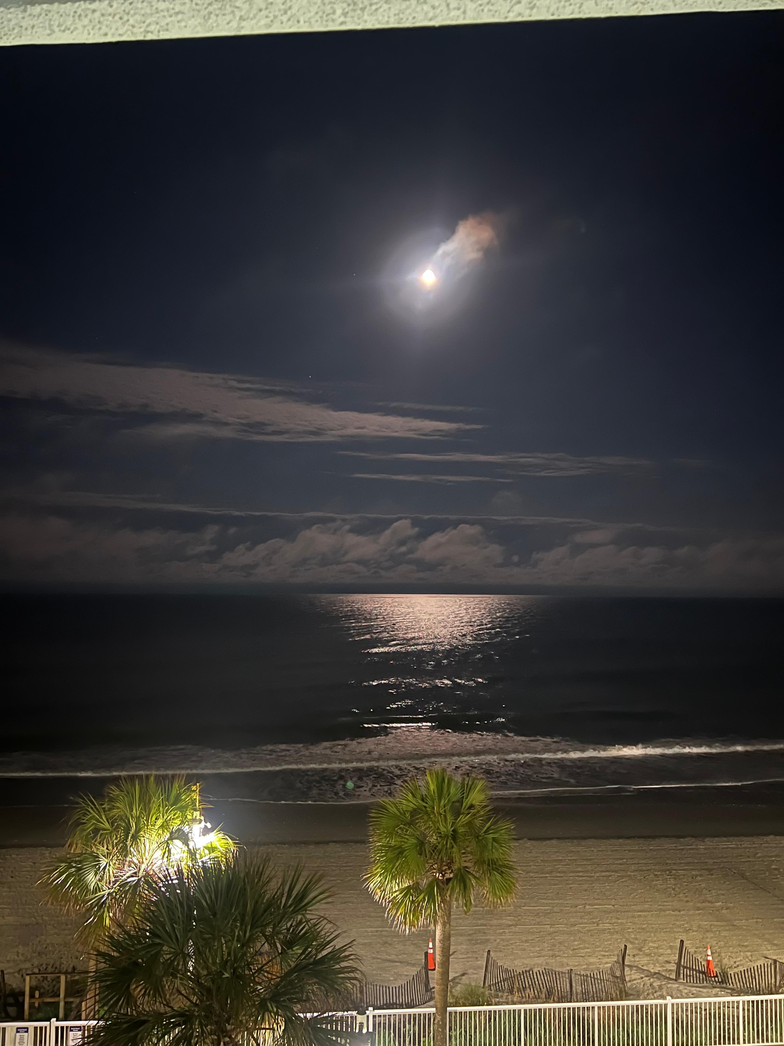 Beautiful full moon over the ocean