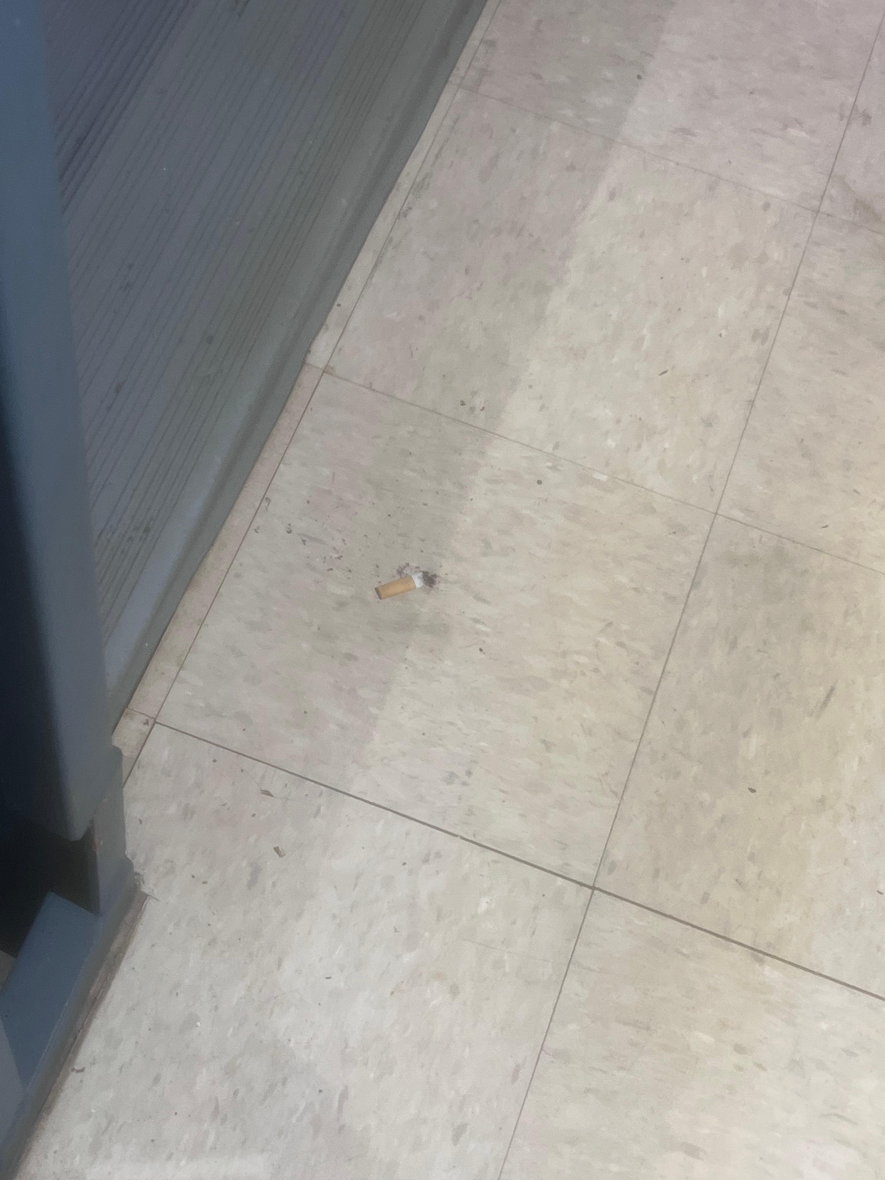 Cigarette in the stairwell 
