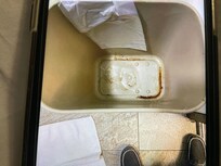 Filthy dirty, crusty trashcan