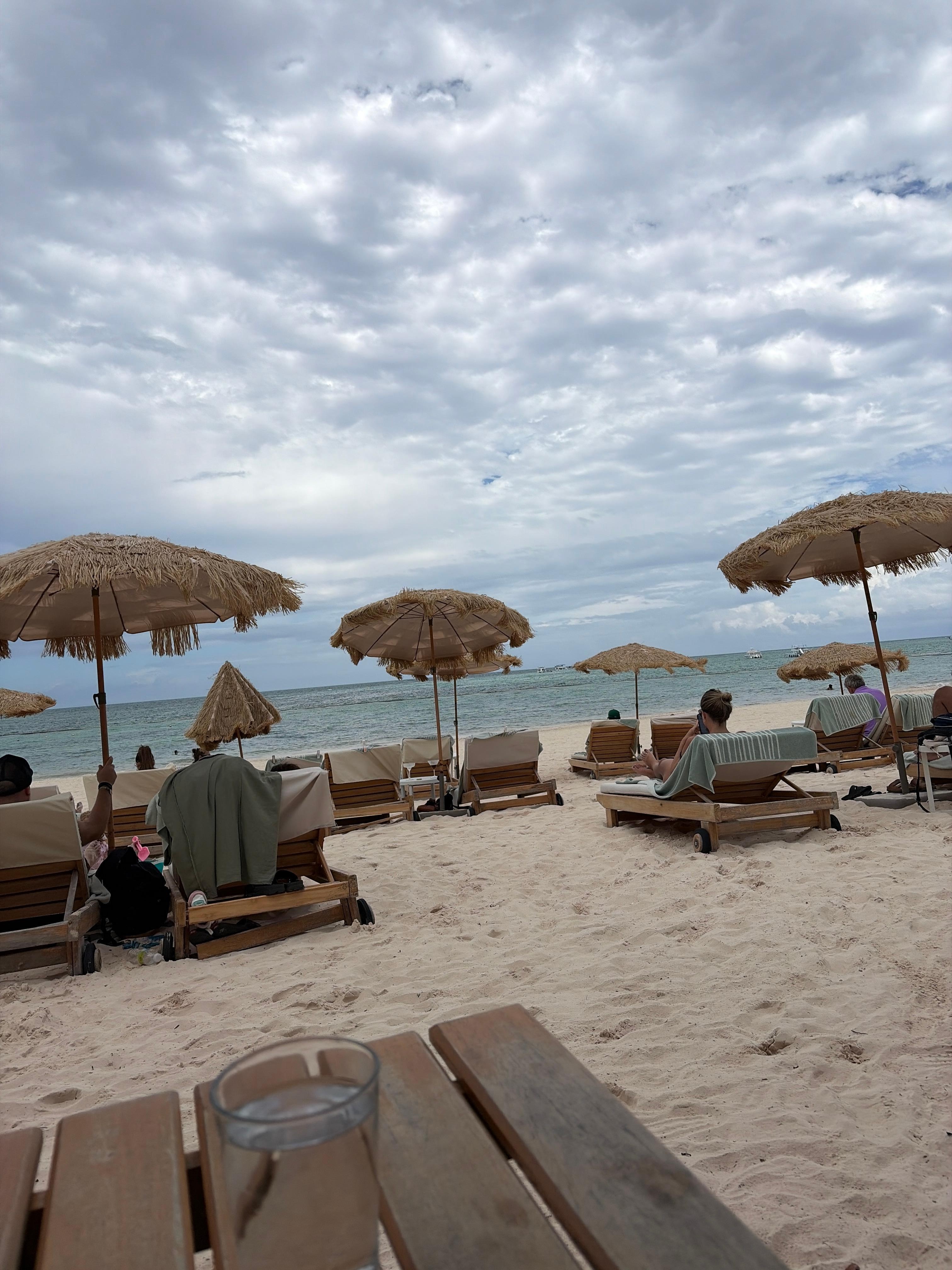We were at the beach having lunch 
