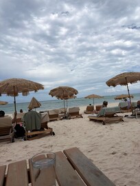 We were at the beach having lunch