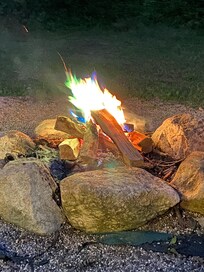 Bonfire with color packets by kids