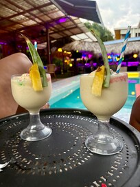 Pina coladas by the pool.