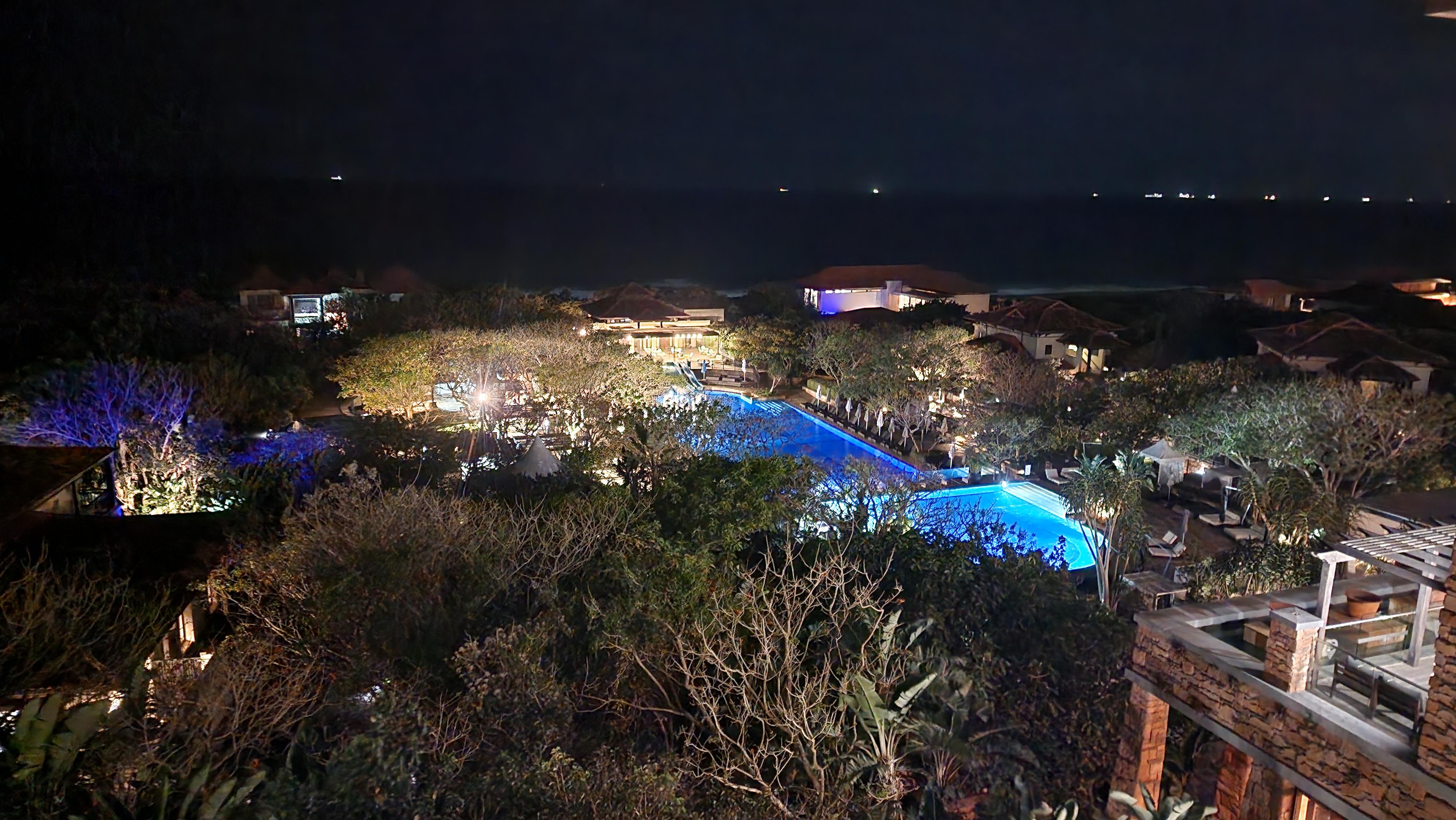 View from room of the pool and surrounding area