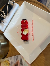 Cake birthday as welcome in the room