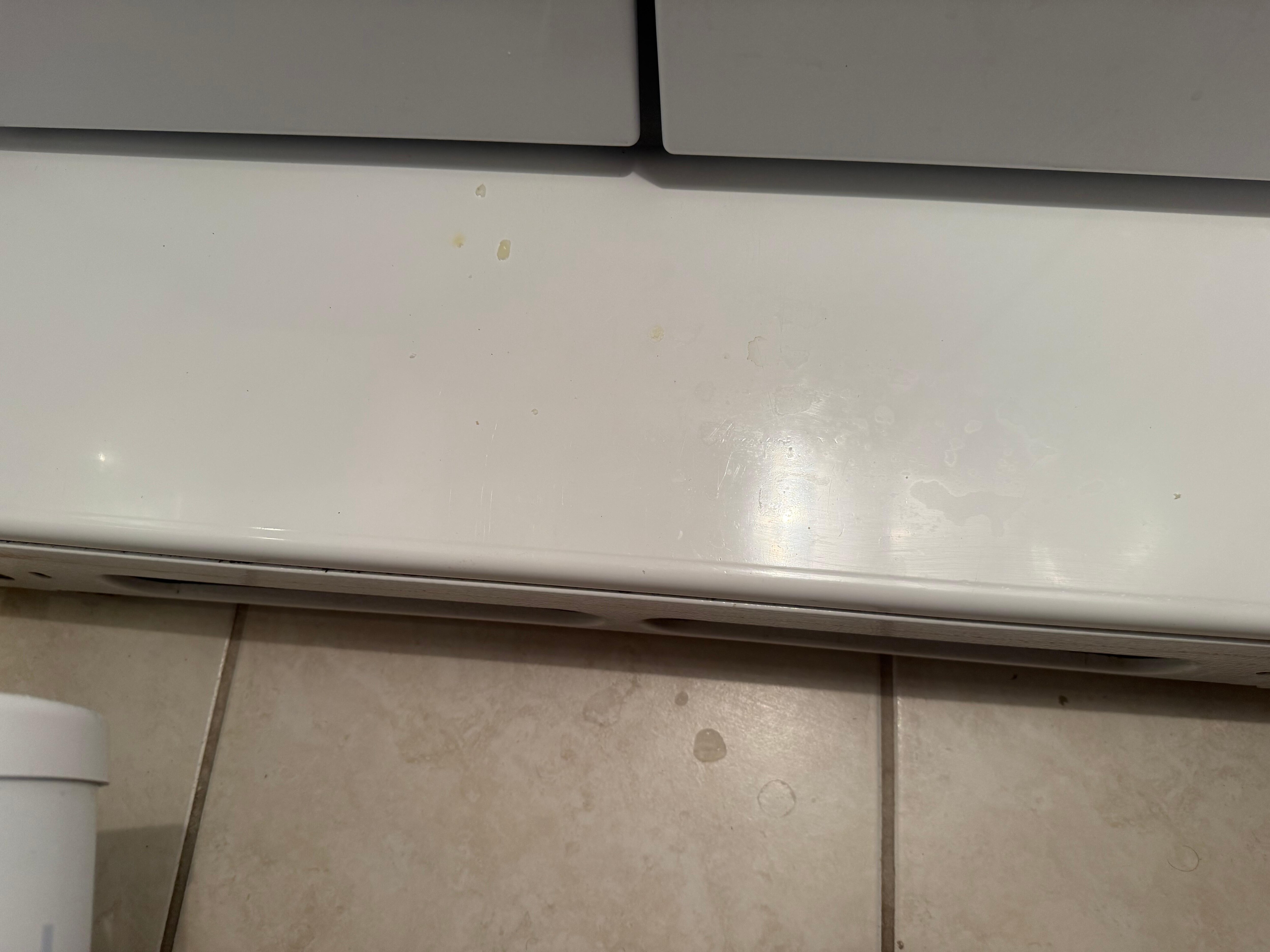 Spots on the floor through-out and generally sticky feeling floor, had not been mopped. 