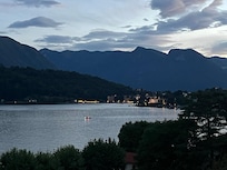View from our hotel balcony after sunset.