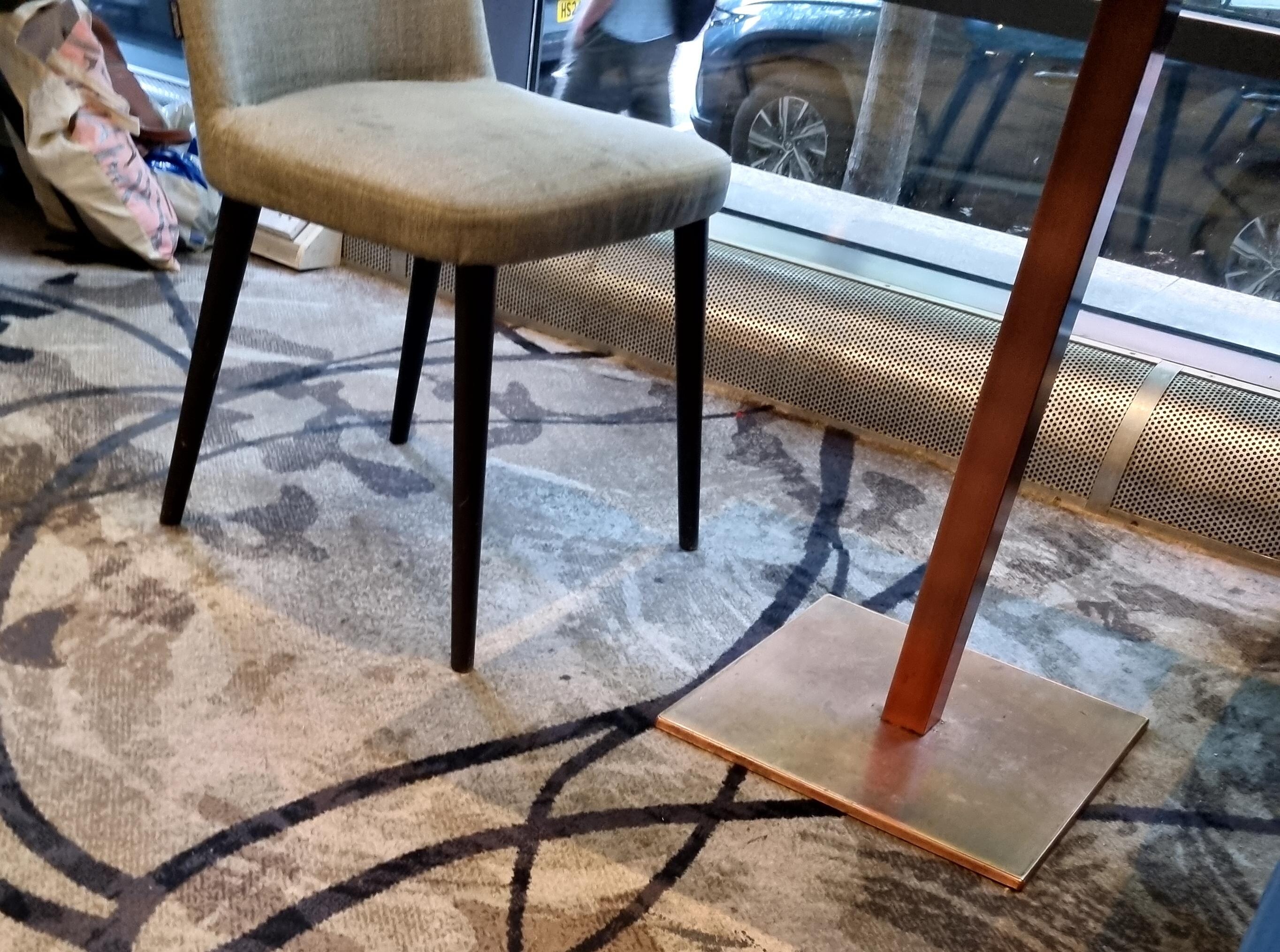 Dirty stained seats and carpet in restaurant