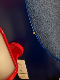 The heads boards and wooden structures filled with chunks missing