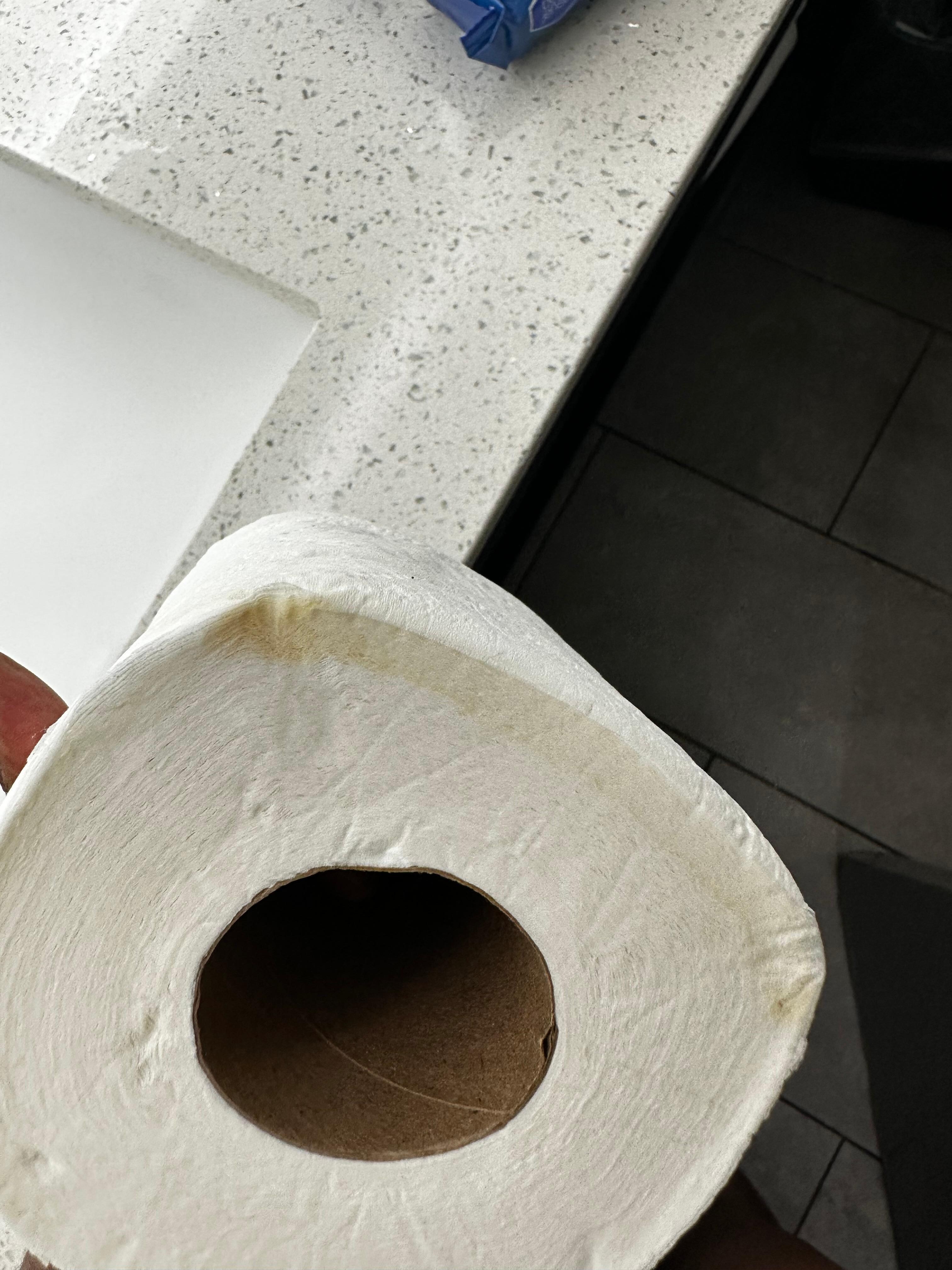 The dirty toilet paper, I threw away.