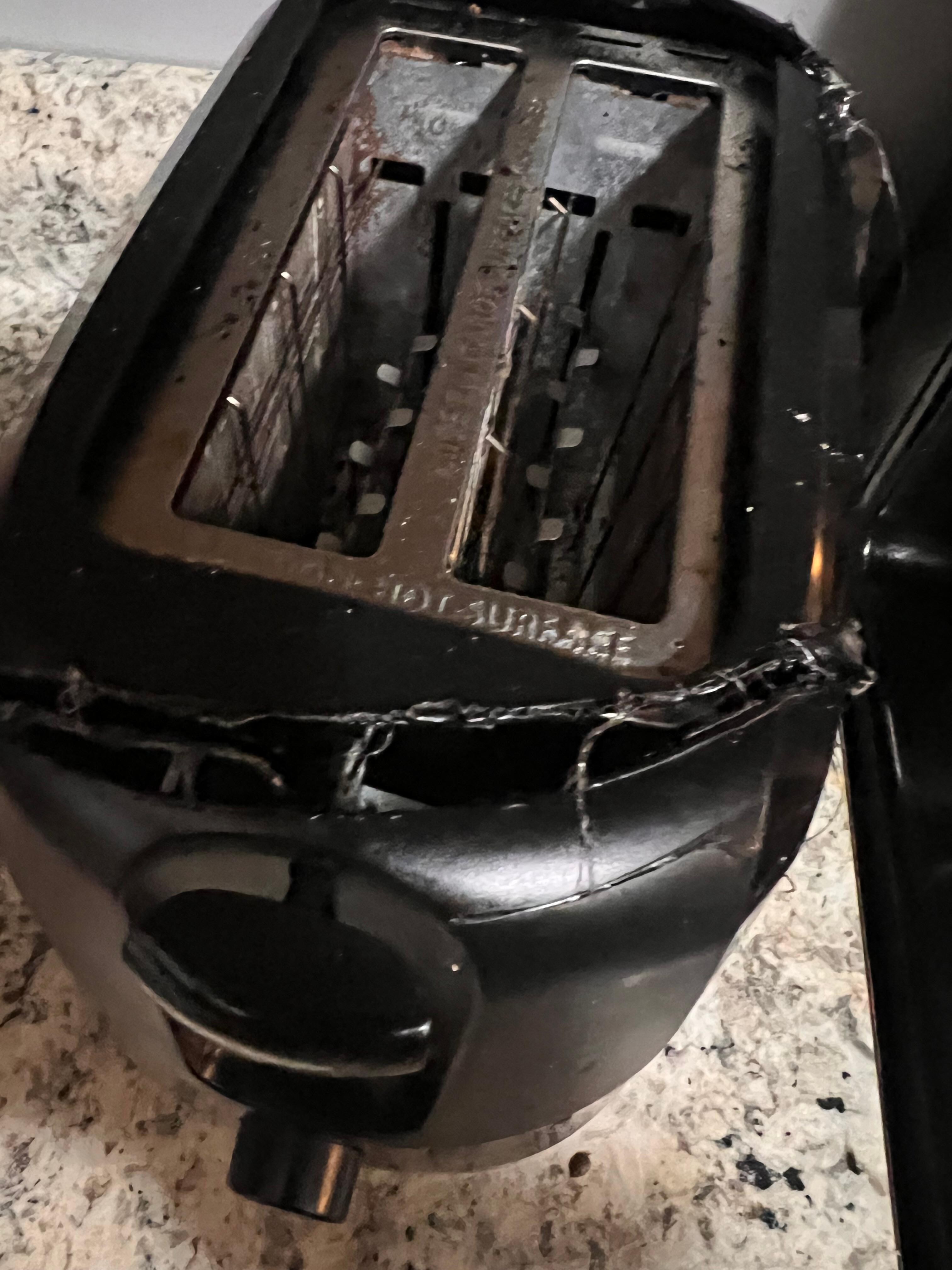 Melted toaster.  Needless to say couldn’t make toast.  