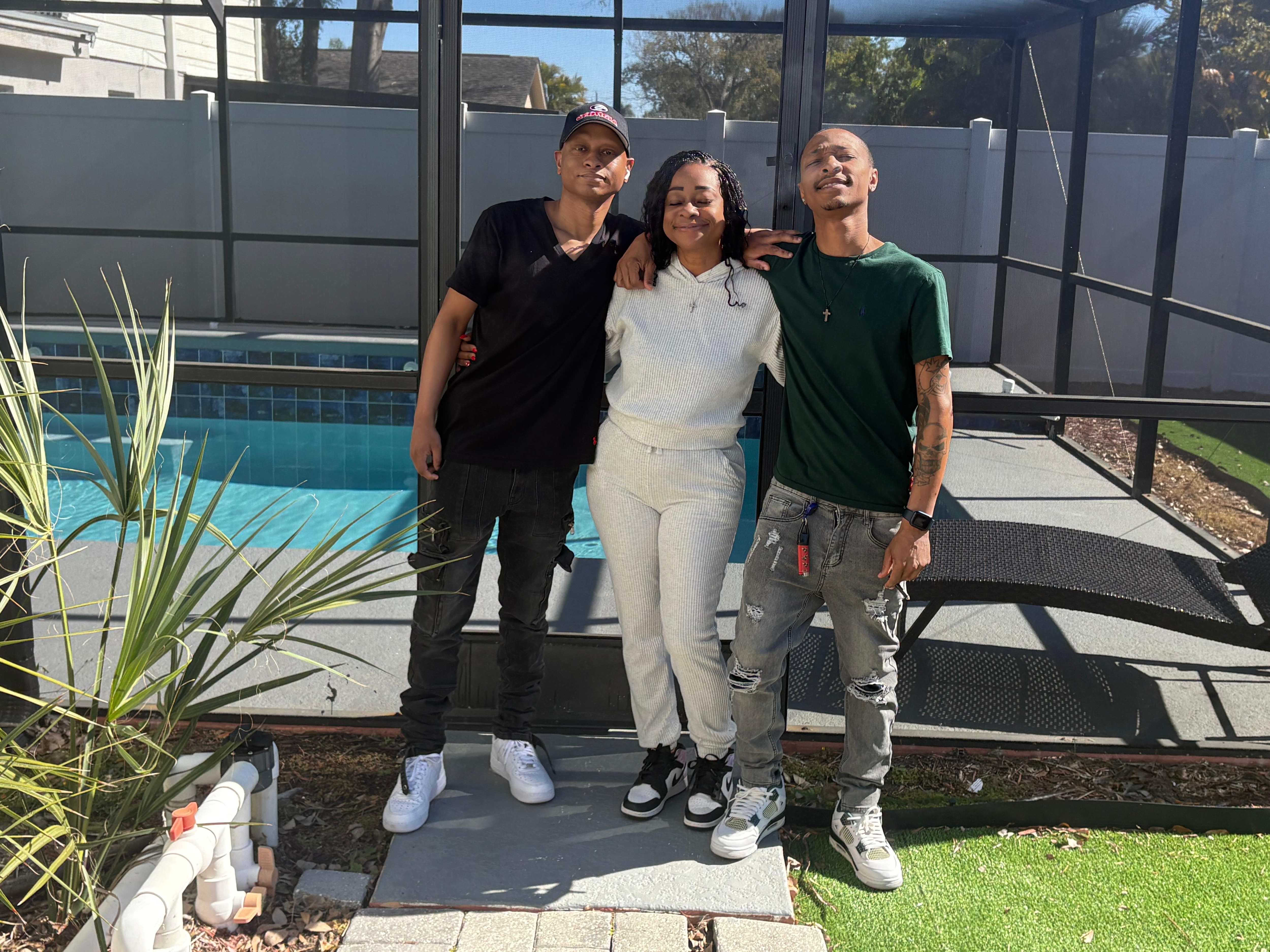 With my sons. It was my youngest son birthday weekend. 