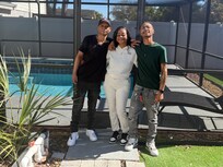 With my sons. It was my youngest son birthday weekend.