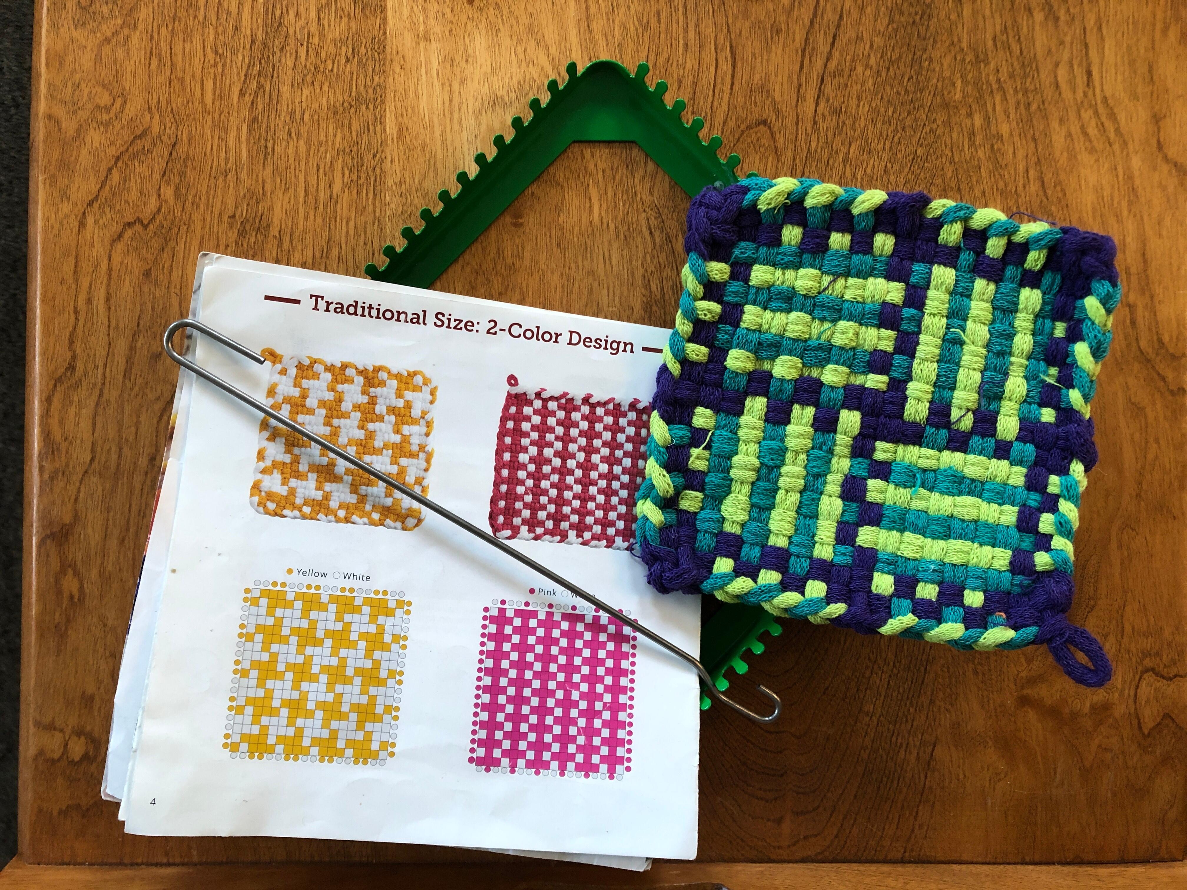Daughter's complete potholder from kit in cottage