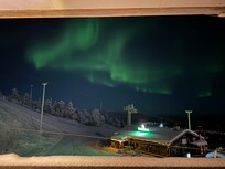 Ausblick vom Balkon auf die Skipiste