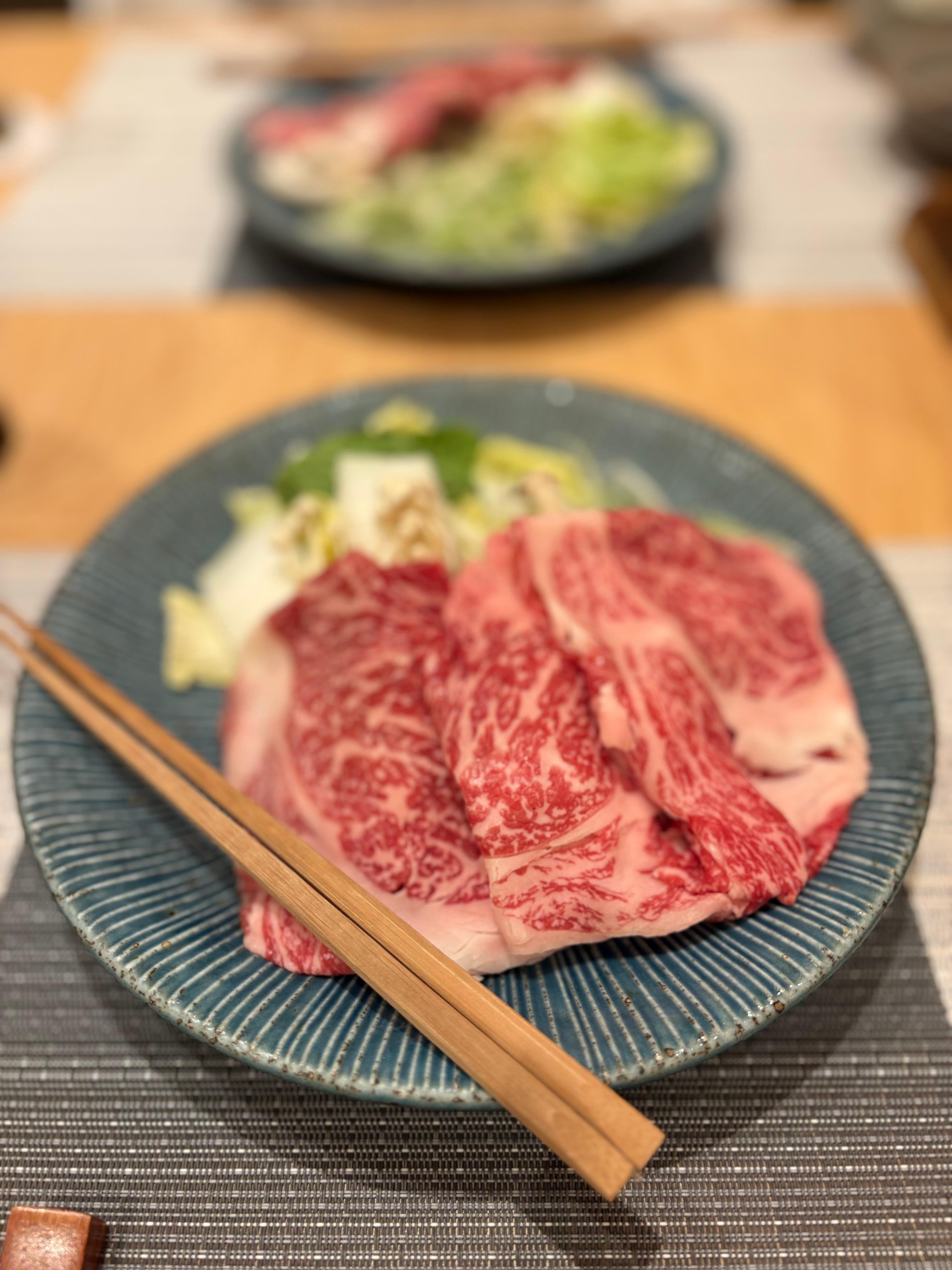 夕食のしゃぶしゃぶはとても美味しかった