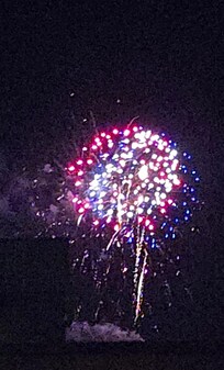 Fireworks view from balcony.