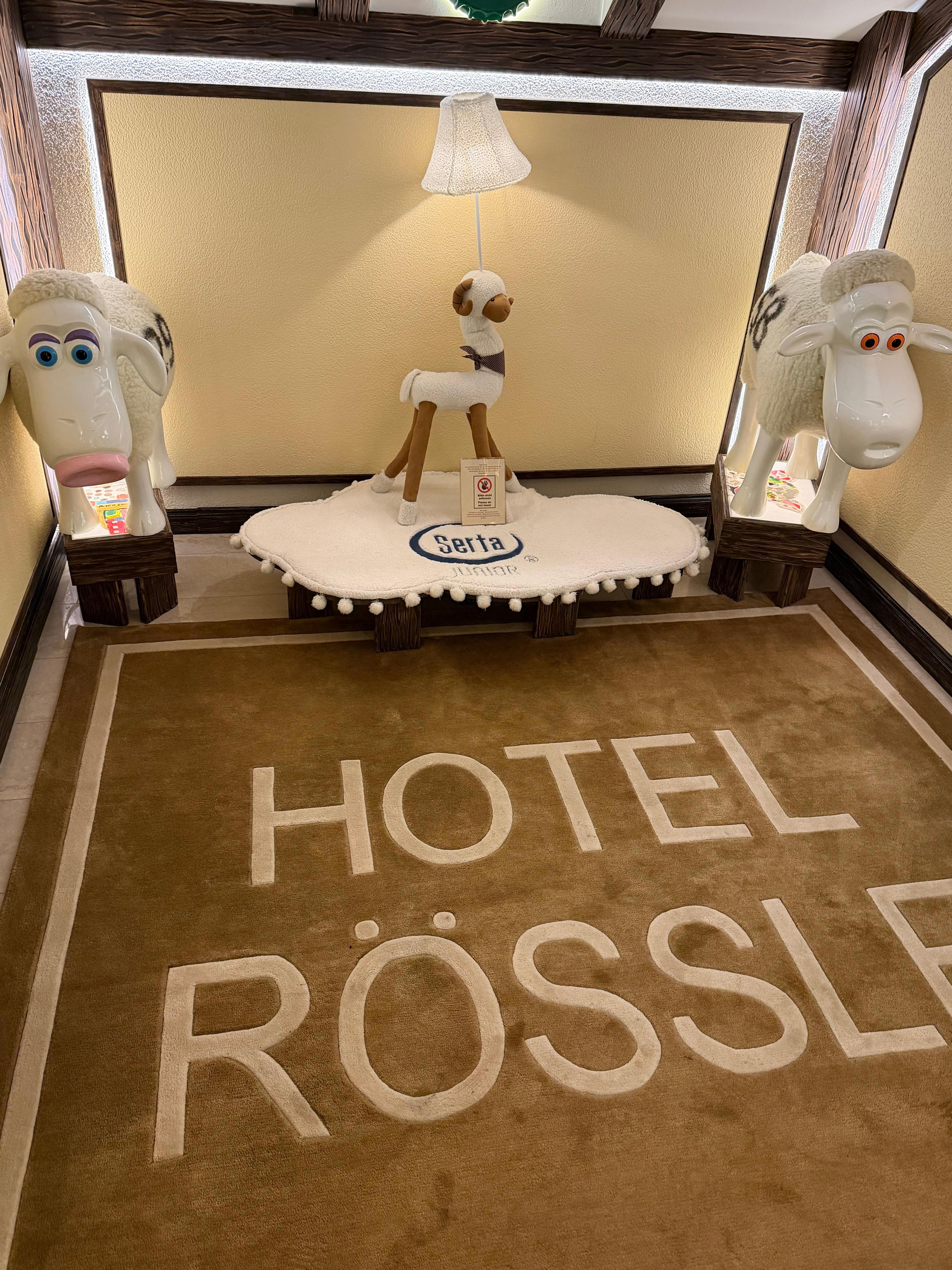 Stair landings were each decorated.