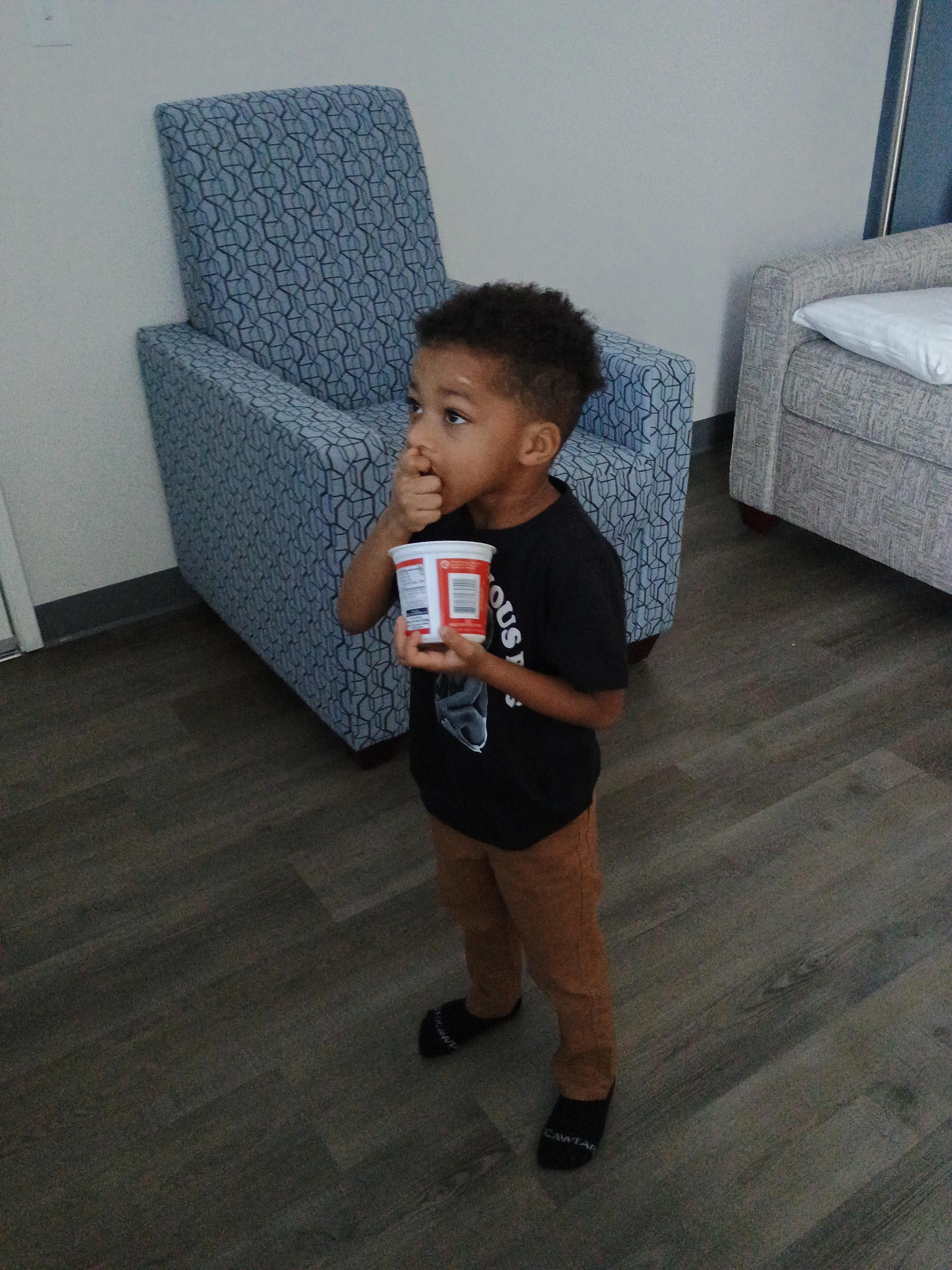 My grandson had plenty of room to move around. 