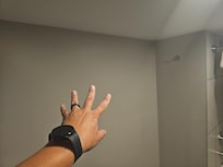 No towel hooks.
There is tons of space for it.
We had a suite and it only had one hook for our towels.