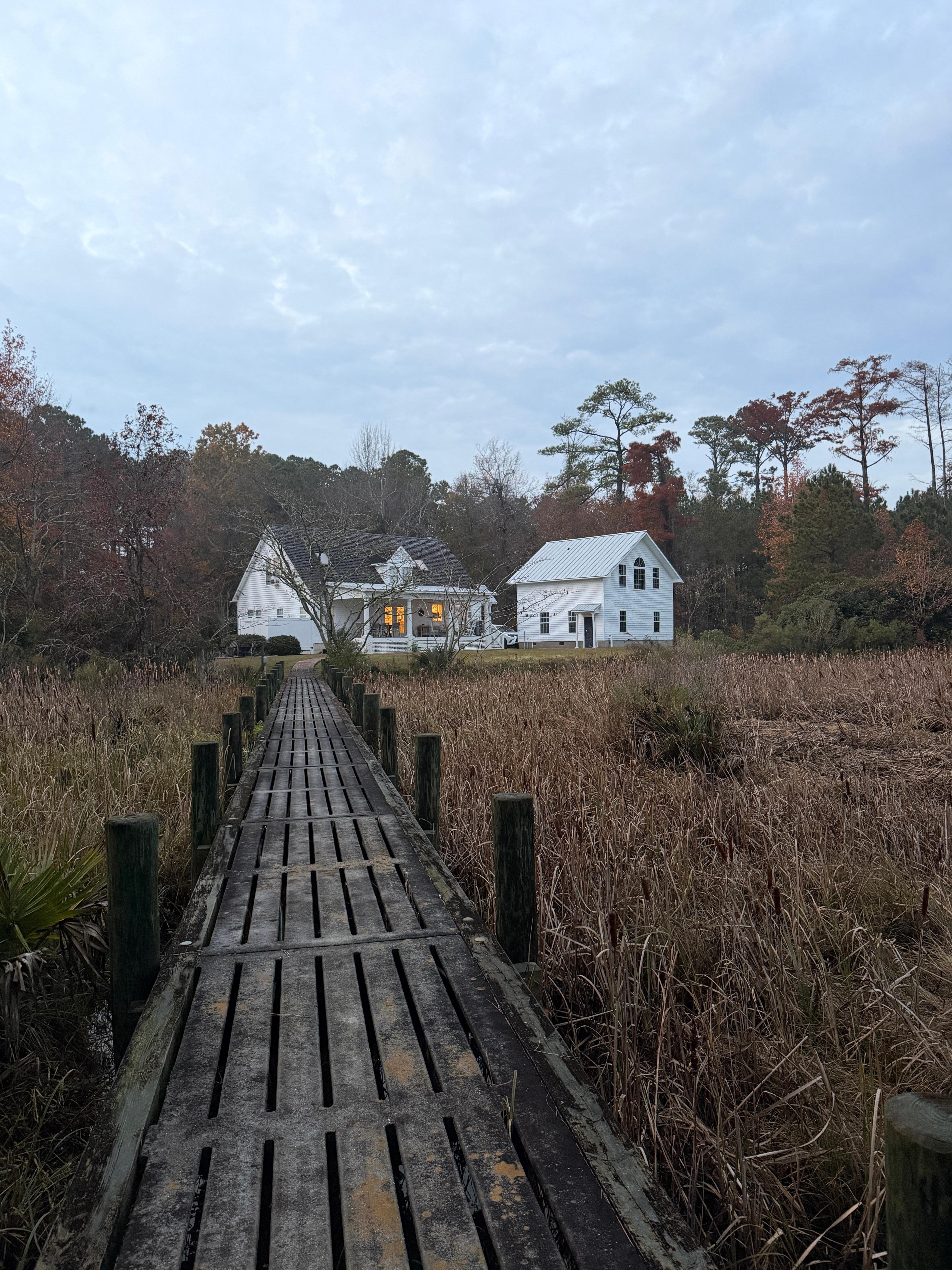 Looking back at the house from the dock