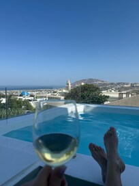 Relaxing by the jacuzzi