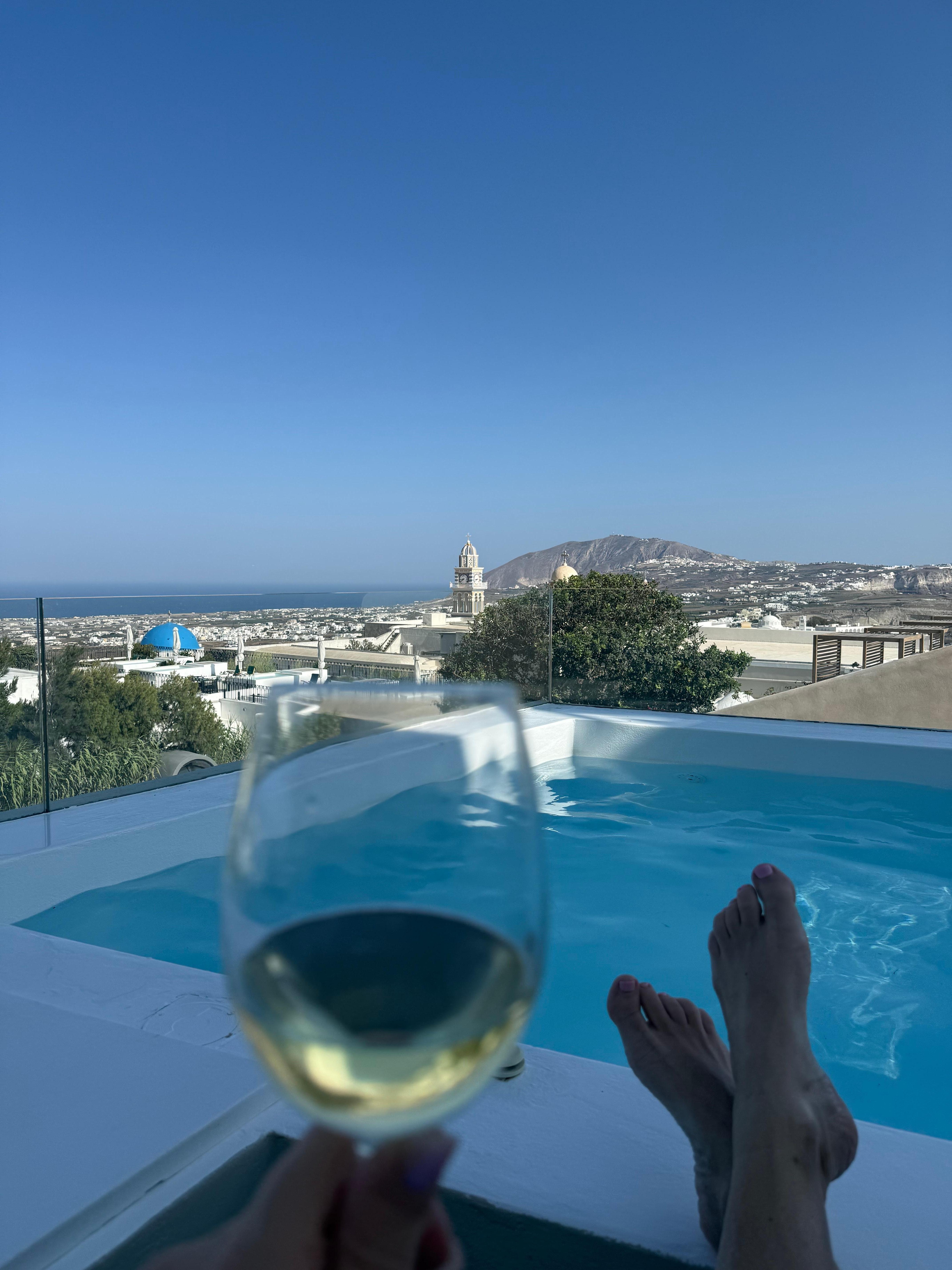 Relaxing by the jacuzzi 