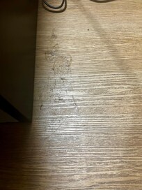 sticky mess beside bed