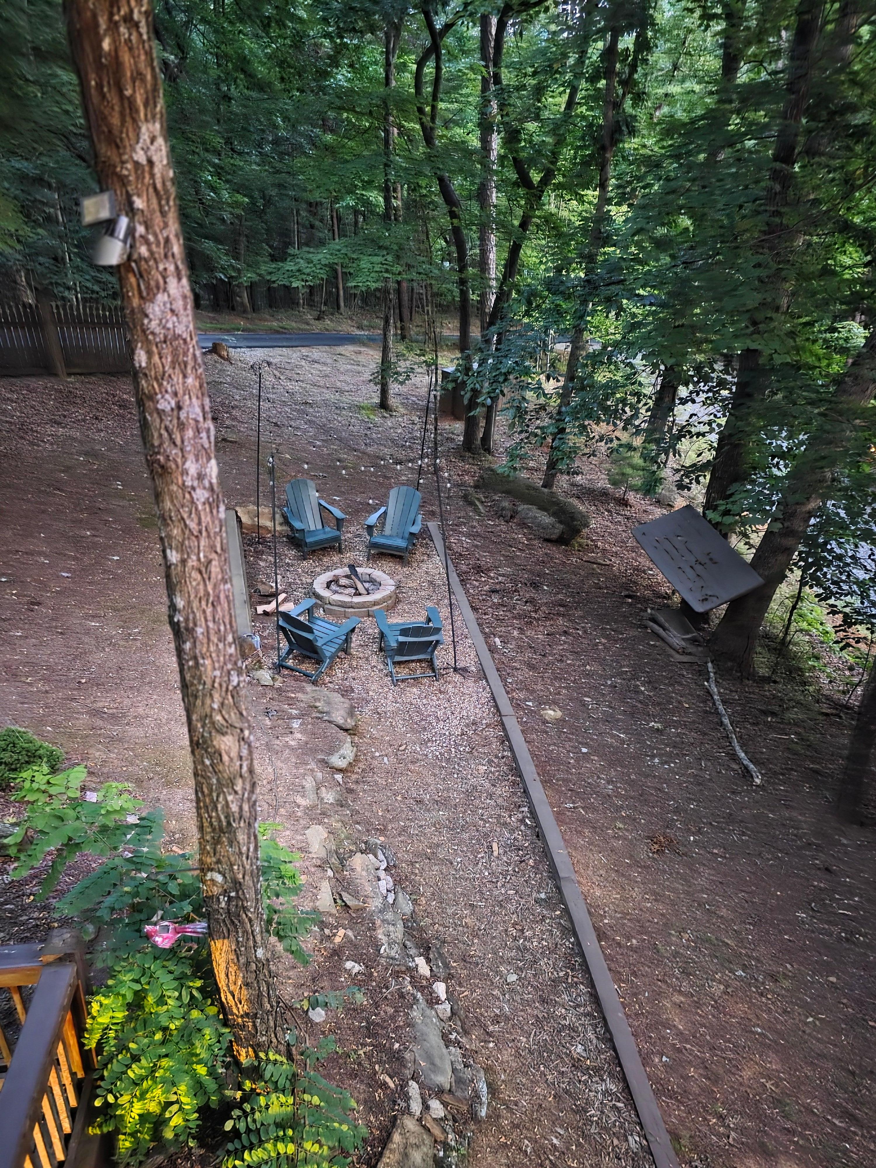 View of the firepit from the upper deck.