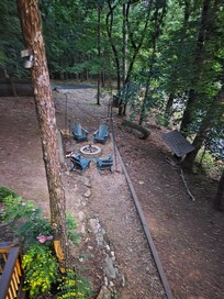 View of the firepit from the upper deck.